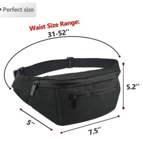 New Fanny Pack, Waist Bag Black - Picture 3 of 7